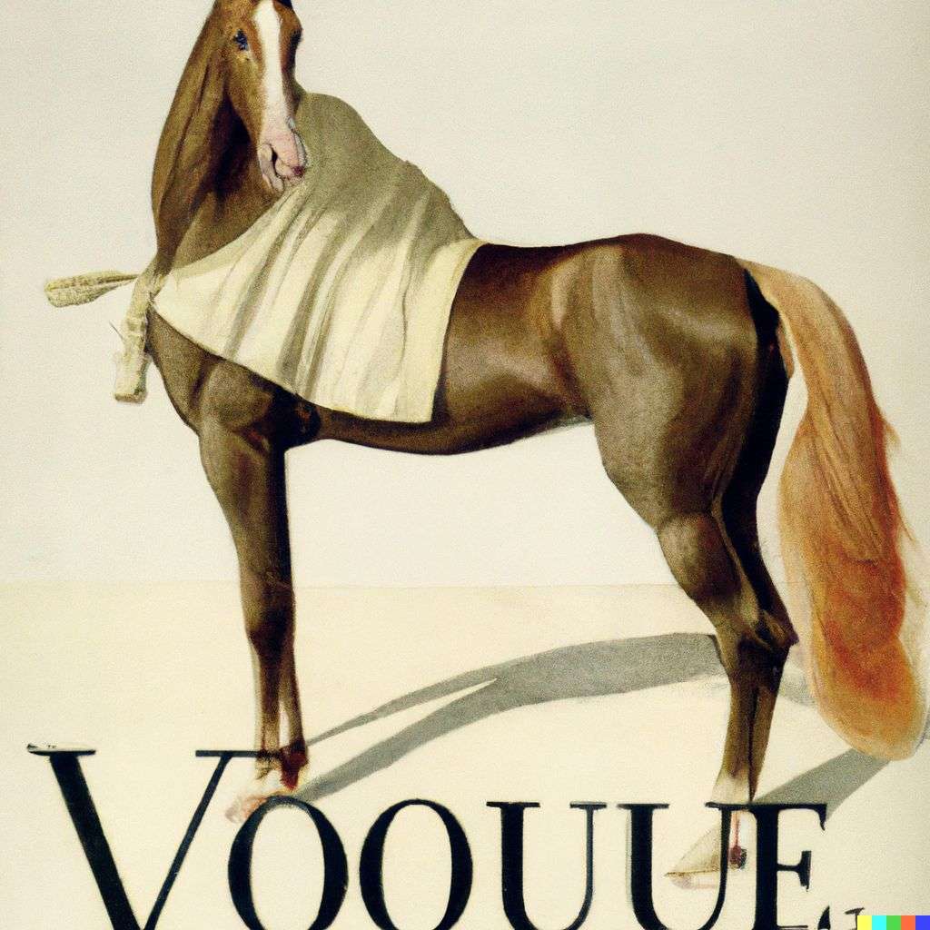 a horse, front cover of Vogue, 1930